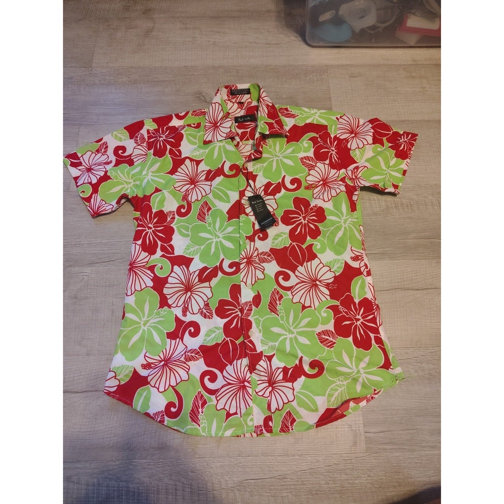 NWT Paul Smith Button Down Shirt Men XL Green/Red Tropical Print MSRP $99.00